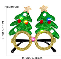 Lunettes LED de Noël style sapin doré, très populaires, pour enfants et adultes, décoration de fête, monture de lunettes de Noël