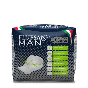 Assorbenti per Incontinenza Maschile Flufsan, Forma Anatomica, Alta Assorbenza, Asciugatura Rapida, Comfort e Igiene - Product Image 1