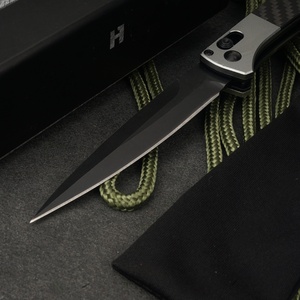 Cuchillo de despliegue automático Axis 4170BK con mango de fibra de carbono y hoja de acero inoxidable de punta caída, cuchillo automático. - Product Image 3
