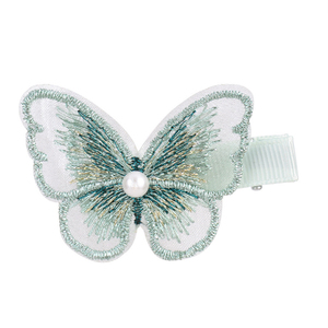 Thời Trang Thêu 3D Bướm Kẹp Tóc Ngọc Trai Bangs Cạnh Clip Ins Cô Gái Cổ Tích Trong Suốt Lưới Mũ - Product Image 2