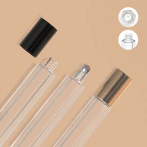 Флаконы-роллеры из стекла 10 мл, шестиугольные, круглые, черные, белые, прозрачные, для эфирных масел и духов, с роликовым колпачком из нержавеющей стали - Product Image 3