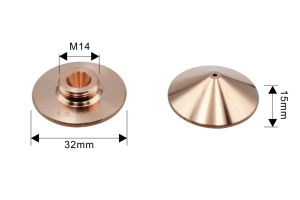 Boquilla láser D32mm M14 NSM, boquillas de cobre de una sola capa para cabezal de corte láser de fibra Raytools BM109 BM110 BM111 BT240 - Product Image 2