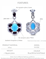 Parures de bijoux fantaisie élégantes : Collier et boucles d'oreilles en turquoise synthétique – Bijoux pour femme, vente en gros, cadeau pour elle