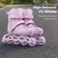 Patins à roulettes légers bleu violet pour filles et garçons, lames respirantes pour l'extérieur avec frein de sécurité, roues et sangles en PU durables.
