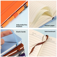 Carnet à reliure sans colle avec sangle élastique en cuir PU A5/A6, impression de logo personnalisée, plusieurs couleurs, option cadeau, vente chaude