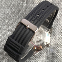 Montre de plongée automatique pour homme Tandorio stérile 41 mm 300 m PT5000 NH35A, lunette tournante, cadran noir, verre saphir, bracelet en gaufre