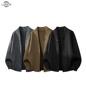 Cárdigan de Moda para Hombre, para Invierno y Otoño, Abierto, Grueso, de Acrílico, con Cuello en V, un Solo Botón, para Uso Diario, Estilo Urbano, Transpirable - Product Image 1