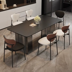 <span class=keywords><strong>Tavolo</strong></span> da Pranzo Moderno Rettangolare per 6-8 Persone, Facile da Pulire, <span class=keywords><strong>Nero</strong></span> Opaco, con Gambe in Metallo Robuste. - Product Image 5