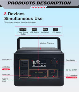 Station d'énergie solaire domestique 600W 512Wh avec charge rapide QC3.0 PD, USB Type C, AC110V 220V pour l'extérieur - Product Image 2
