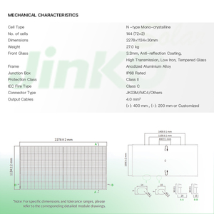 แผงโซลาร์เซลล์โมโนคริสตัลไลน์ Jinko Tiger Neo N-type 430W 480W 500W 550W 600W 630W มีสินค้าในสต็อกจำนวนมาก - Product Image 3