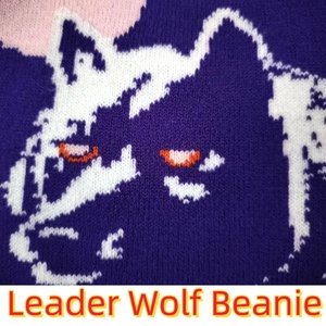 Autumn Leader Knit Custom Y2K Beanie Grey <span class=keywords><strong>Kaboo</strong></span> Wolf Head Diseño personalizado Sin puños Patrón de pliegue Jacquard Cuffless Bonnet King - Product Image 3