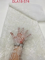 Broderie de tissu de dentelle perlée africaine de haute qualité avec paillettes perles dentelle de Tulle nigérian pour robe de soirée de mariage