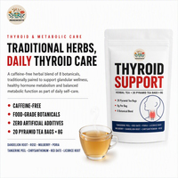 Tisane de soutien de la thyroïde sans caféine, mélange bien-être aux 8 plantes, sachets de thé pyramidaux pour le soutien quotidien de la santé glandulaire