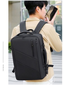 กระเป๋าเดินทางสำหรับคอมพิวเตอร์แบบกันน้ำ ขยายได้ ขนาดใหญ่ สำหรับธุรกิจ  แบบ unisex  พร้อมช่อง USB ทำจากโพลีเอสเตอร์ ขายส่ง - Product Image 4