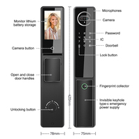 Cerradura Inteligente para Exteriores Tuya 2026 con Reconocimiento de Código, Sin Llave, Videoportero, Impermeable, Huella Dactilar 3D, Compatible con Wi-Fi, para Puerta de Madera