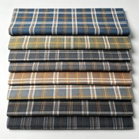 Tissu en denim imprimé à carreaux, 75% coton, 25% polyester, tissé sergé, 370 GSM, tissu tendance pour vêtements et accessoires en denim