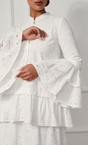Robe de prière musulmane Dubaï Khimar Abaya Modane Coton de Luxe 2022 <span class=keywords><strong>Baju</strong></span> Muslimah Broderie Fantaisie <span class=keywords><strong>Baju</strong></span> <span class=keywords><strong>Kurung</strong></span> Marque Lanna DK11 - Product Image 4