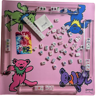 Boutique Classic Rock Ensemble de Mahjong Américain 160 Tuiles Gravées Crâne Éclair Ours Bus Hippie Dos Perlé Cadeau