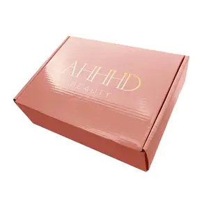 Пользовательский брендовый логотип печать розовый пользовательский гофрированный ящик для доставки розовый цвет Логотип Печать Блокировка почтовых отправлений упаковка почтовая коробка