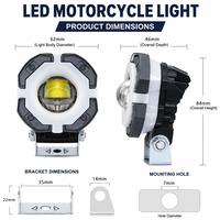 Projecteur LED pour moto LELANPU, anneau lumineux Angel Eye, blanc et jaune, double couleur, lentille de projection, étanche IP68, pour moto tout-terrain, OEM