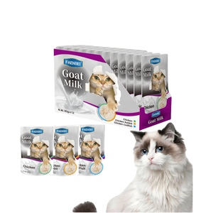 Paquete húmeda de comida para mascotas de 85g recién sellado, 12 bolsas en una caja hecha de leche de cabra para gatos - Product Image 1