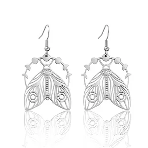 Женские винтажные серьги-подвески в форме фазы Луны с серебряным покрытием
