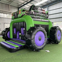 Château gonflable géant Monster Truck vert et noir, jeux gonflables d'extérieur, château rebondissant