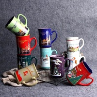 Mug en céramique moderne jetable personnalisé pour Noël avec motif Père Noël et bonhomme de neige, vaisselle festive pour cadeaux promotionnels