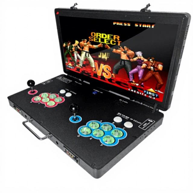 24-Inch Portable Arcade Fighting Game Machine 2-Player Joystick Console Foldable Cabinet for Home or Business Use