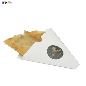 take away take out personalized logo food grade crepes box con cone shape paper ice cream crepes packaging food box