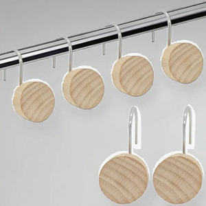 Crochets de suspension en plastique noir pour ceintures, crochets de rail métalliques, crochets ronds aspect bois pour présentoirs de vente au détail - Product Image 2