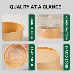 Venta al por mayor de comida rápida vasos de papel comercial superventas papel Kraft ensaladera con tapa OEM cuenco de arroz frito - Product Image 4