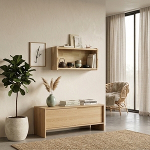 Estante Flotante de Pared de Madera Maciza, Estilo Moderno y Minimalista, Vitrina Rectangular - Product Image 5