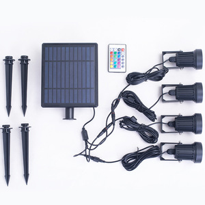 Luces Solares para Jardín, Juego de 4 Piezas con Control Remoto, Iluminación Impermeable para Exteriores, Jardín y Paisaje, Focos con 7 Colores Cambiantes - Product Image 1