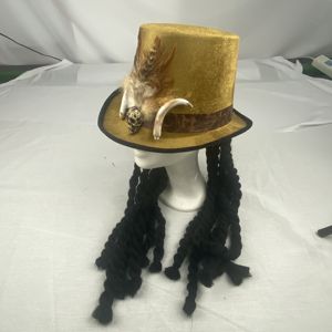 قبعة فودو بولوكو ستيمبانك للنساء والرجال مع زخارف من العظام والشعر، مقاس واحد، للاستخدام في الحفلات، مناسبة لجميع الفصول، مصنوعة من البوليستر/القطن - Product Image 3