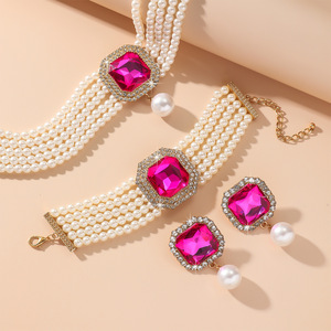 Set di Gioielli di Lusso di Alta Gamma con <span class=keywords><strong>Perle</strong></span> Naturali Bianche Geometriche: <span class=keywords><strong>Collana</strong></span> Girocollo, Orecchini e Bracciale, Grado AAAA, <span class=keywords><strong>Grandi</strong></span> Strati - Product Image 3