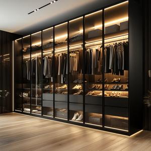 2024 moderne walk-in armoire garde-robe systèmes personnalisés conception en bois massif chambre placards MDF pour salon chambre personnalisable - Product Image 5