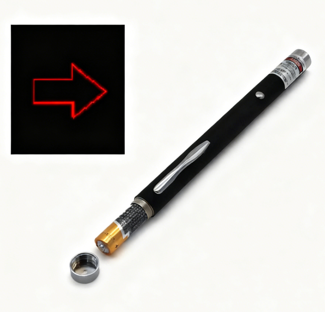 ISmartlaser Aluminum Red Arrow Laser Pointer 650nm <1mW Focused Point Class IIIa AAA Battery 500M Range Push-Button Switch Power