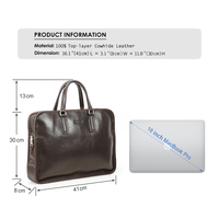 Porte-documents en cuir pleine fleur Contact's pour homme, sac pour ordinateur portable 16 pouces avec fermeture à pression, sac de travail professionnel, doublure en toile de coton