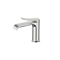 Robinet de lavabo monocommande moderne en laiton chromé Metalique 110033, à poser sur le comptoir, durable, avec cartouche en céramique