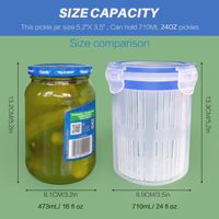 Pot à cornichons Récipient à cornichons de 24 oz avec passoire Porte-cornichons Keeper Lifter Flip Jar avec étanche et couvercle verrouillé