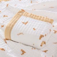 Tissu en mousseline de gaze à 6 couches, fil peigné, motif tissé pour bébé, trame unie pour la literie
