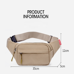 Sac banane unisexe en nylon résistant à l'eau, grande capacité, avec fermeture éclair frontale et sangle réglable, idéal pour le voyage et la gym, disponible en plusieurs couleurs - Product Image 2