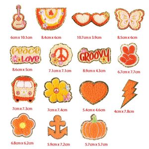 Vente flash, nouveaux patchs en chenille brodés autocollants à repasser, couleur rose orange, or et argent scintillant, pour vêtements - Product Image 2