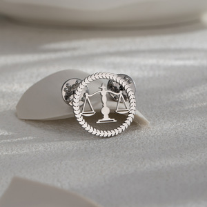 Ensemble de broches et boutons de manchette unisexe en acier inoxydable personnalisé, motif balance creuse, bijoux formels professionnels, cadeaux en gros - Product Image 6