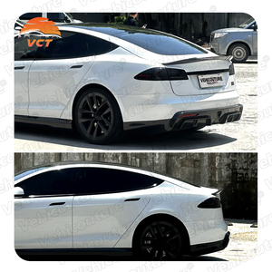 Aileron de pare-chocs arrière V Style en fibre de carbone mate noire pour Tesla Model S Model S <span class=keywords><strong>Plaid</strong></span> - Product Image 6