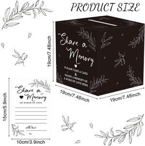 Nicro 51PCs Farewell Party Favors Share a Memory Collections of Life Goodbye Funeral Black Memorial Card Box Juego de tarjetas de invitados - Product Image 2