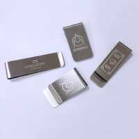 Pince à billets promotionnelle personnalisable en acier inoxydable et zinc, vente en gros, avec pince à billets large vierge en métal argenté pour hommes