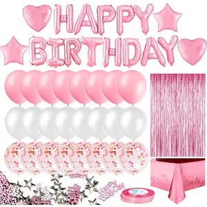 Roségold Schwarz Geburtstag Thema Ballon Set Kit Party liefert alles Gute zum Geburtstag Dekoration Set