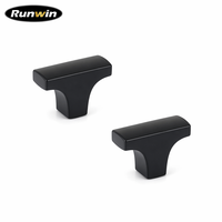 Poignée en T en aluminium noir mat OEM Factory 2026 Runwin, installation facile pour armoires, bureaux, chambres, cuisines, salles de bain